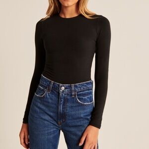 Abercrombie & Fitch black cotton blend seamless bodysuit size S